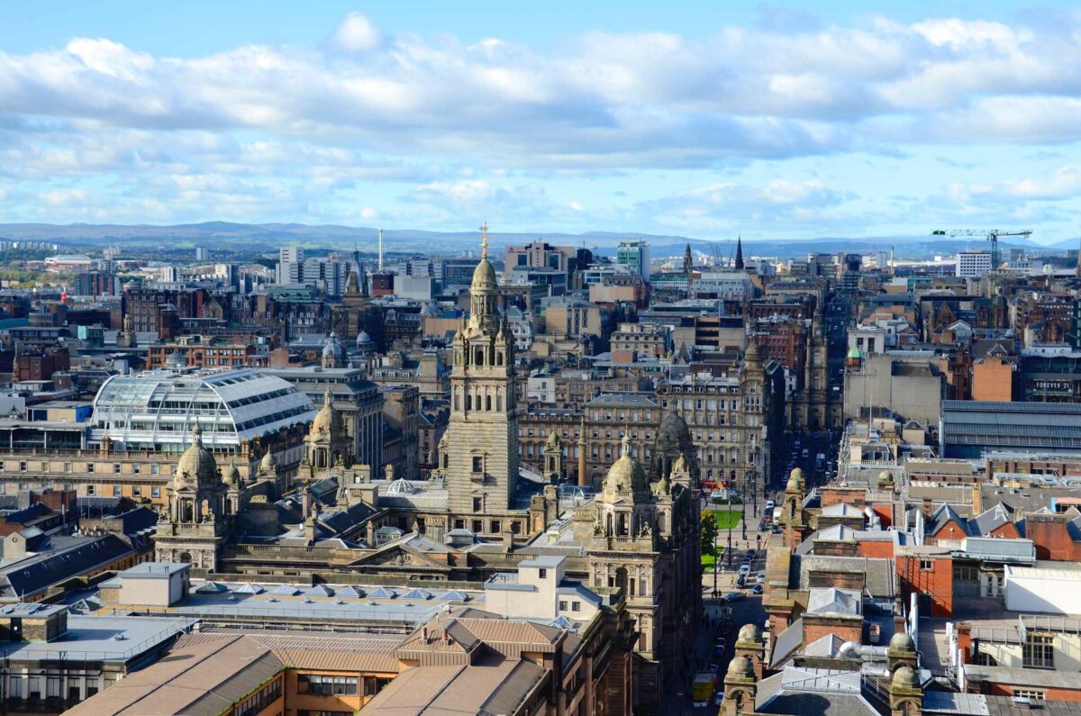 The skyline of Glasgow city center