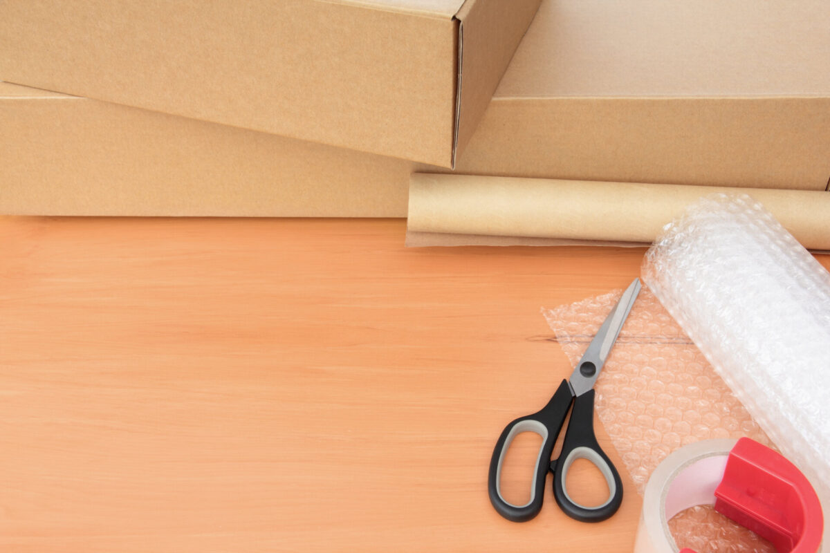 Different packing materials prepared for moving internationally
