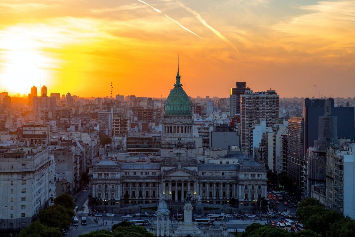 A view of Buenos Aires at sunset