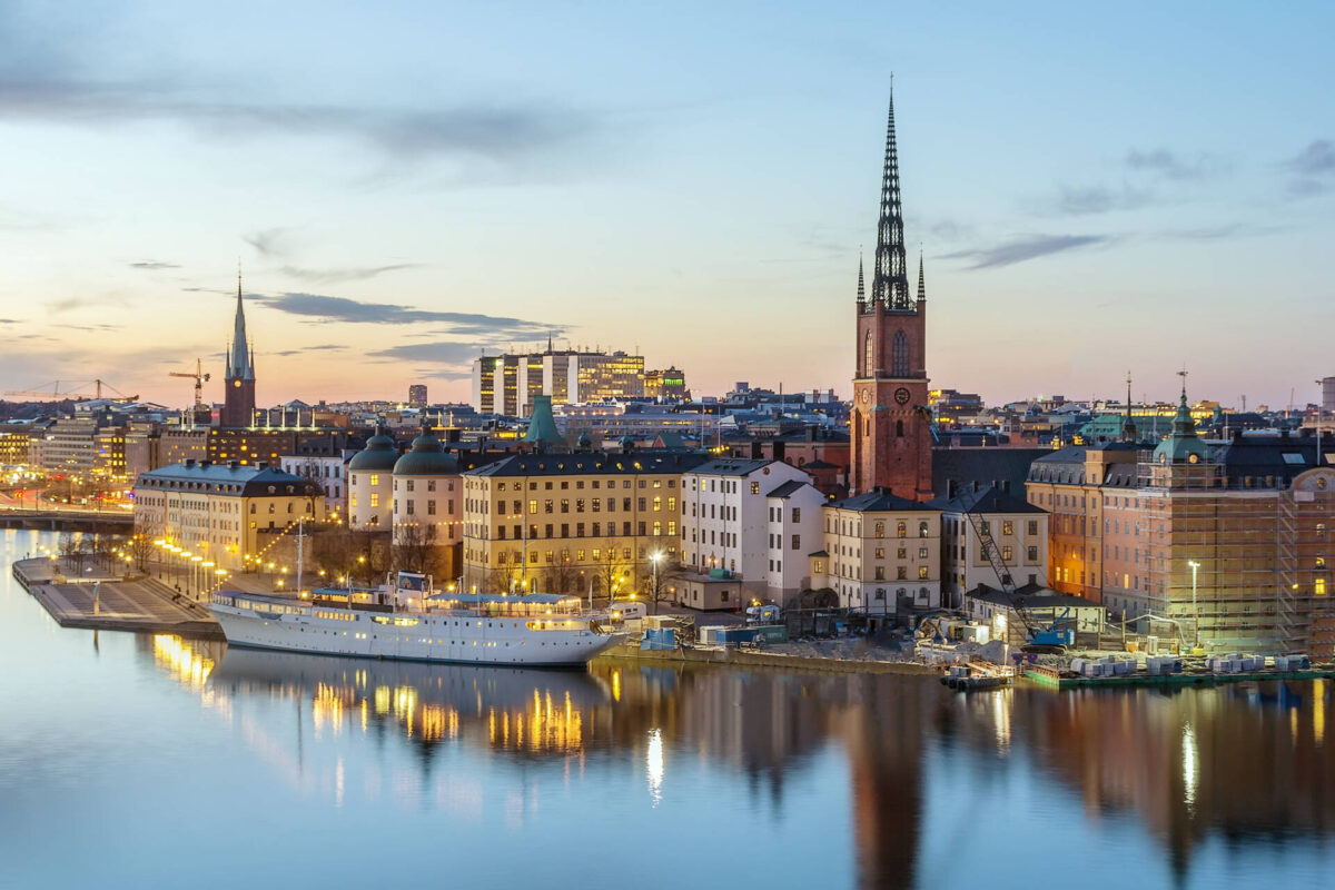 A view of Riddarholmen from the Sodermalm island in Stockholm, Sweden