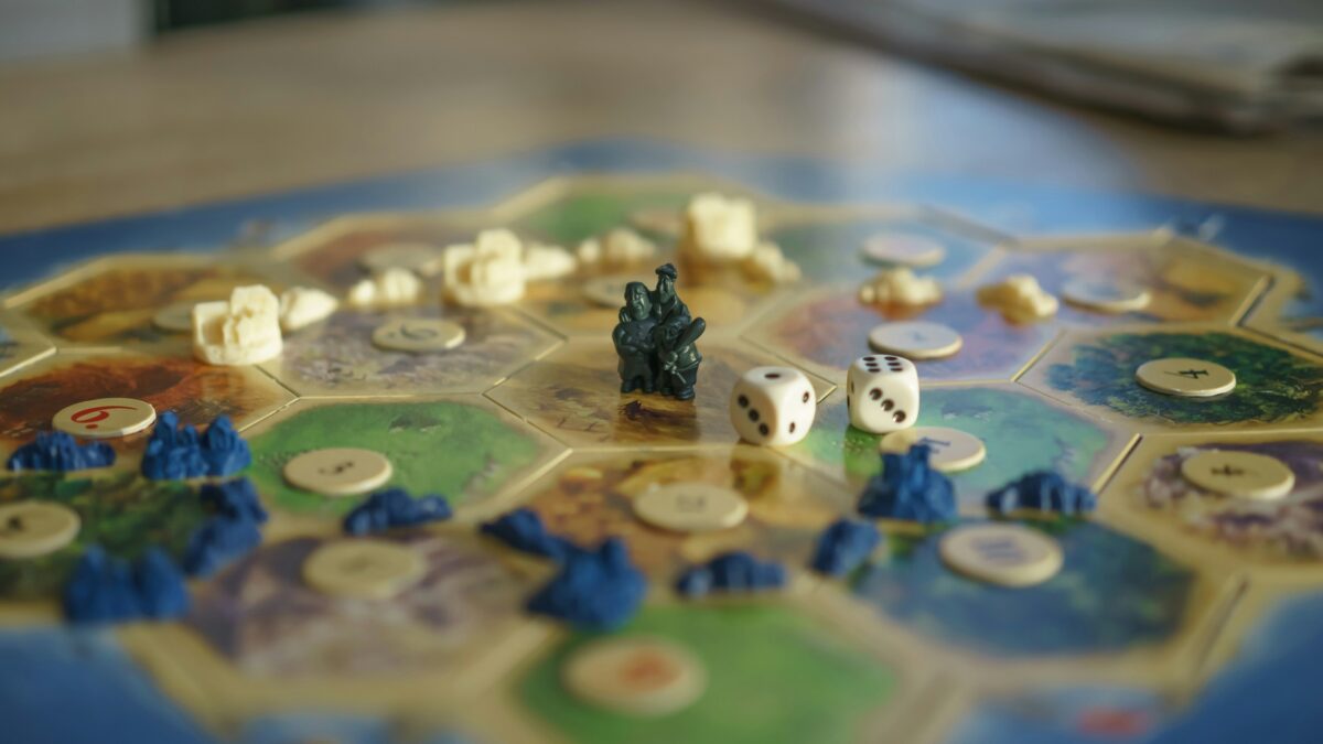 A game of Catan on the table