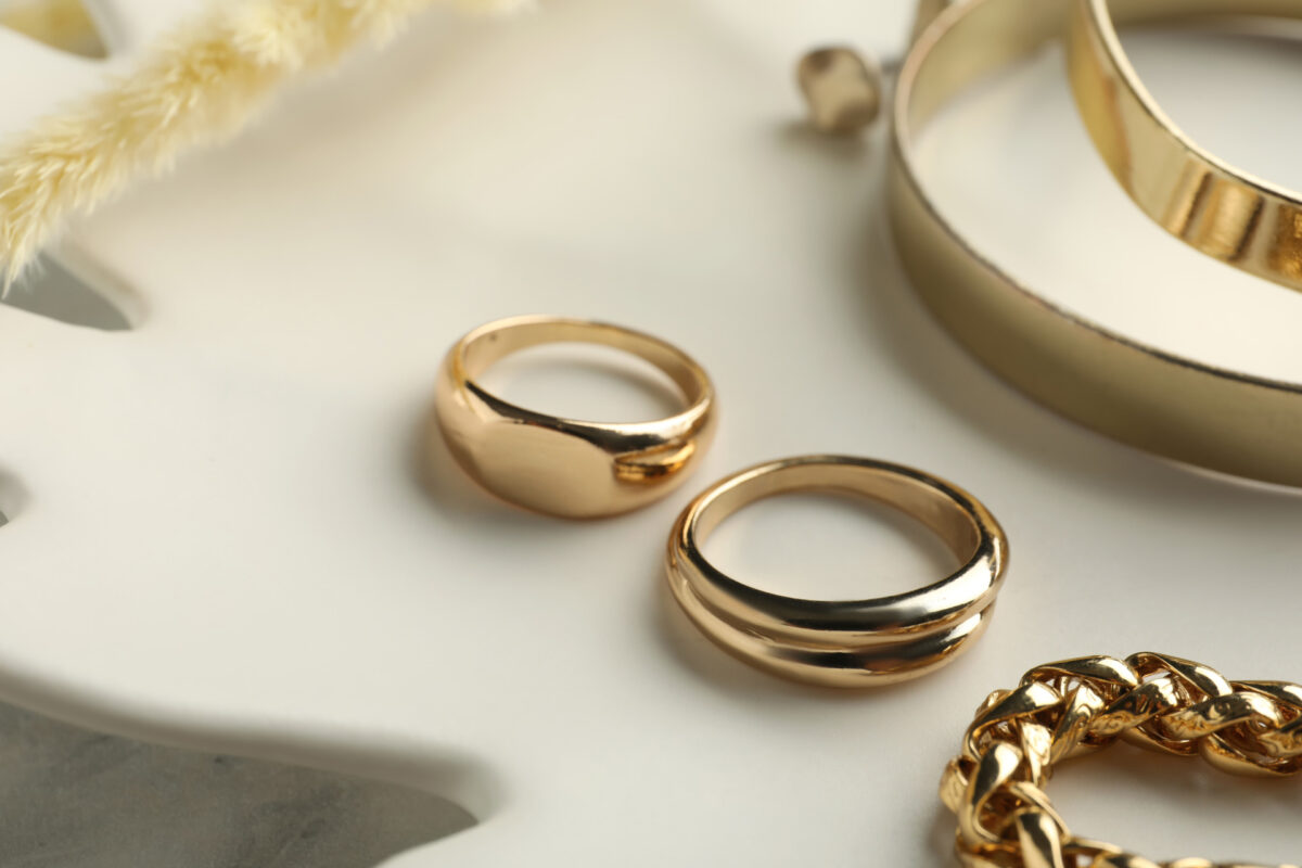 Close-up of a pair of golden rings